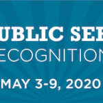 the public service recognition week logo in yellow, red, and blue with the 2020 dates of May 3-9, 2020