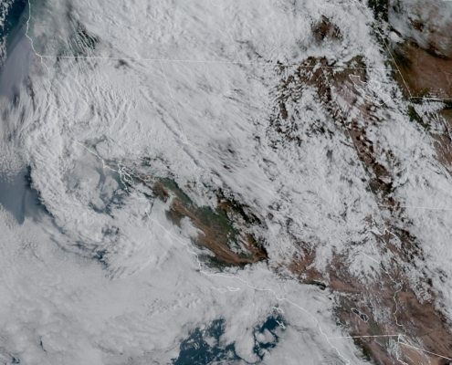 Satellite imagery from the Southwest United States showcases Tropical Storm Hilary's movement as the storm drops record rainfall on the region.