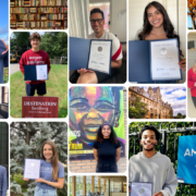 A collage shows some of FEEA's 2023 Scholarship finalists. 183 Merit-based scholarships were awarded to federal employees and their families.