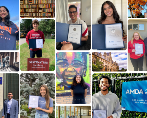 A collage shows some of FEEA's 2023 Scholarship finalists. 183 Merit-based scholarships were awarded to federal employees and their families.