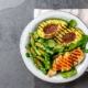 A plate shows a balanced diet with foods like avocado, asparagus, and salads to drive your nutrition.