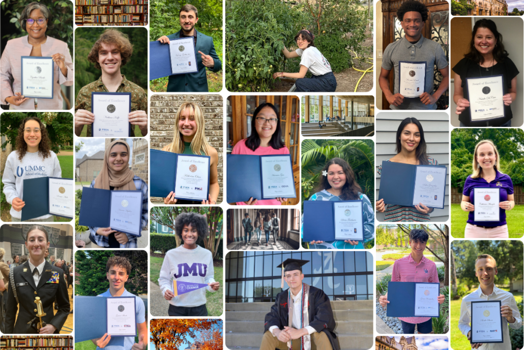 A photo collage of merit scholarship award recipients