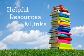 a colorful stack of books next to the words Helpful Resources and Links